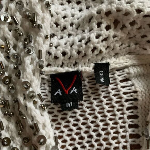 White Open Crocheted Beads Cardigan Sweater - Picture 15 of 15